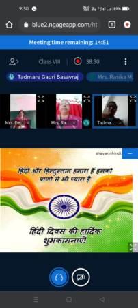 Hindi Day virtually celebrated by VIII std on 14.09.21
