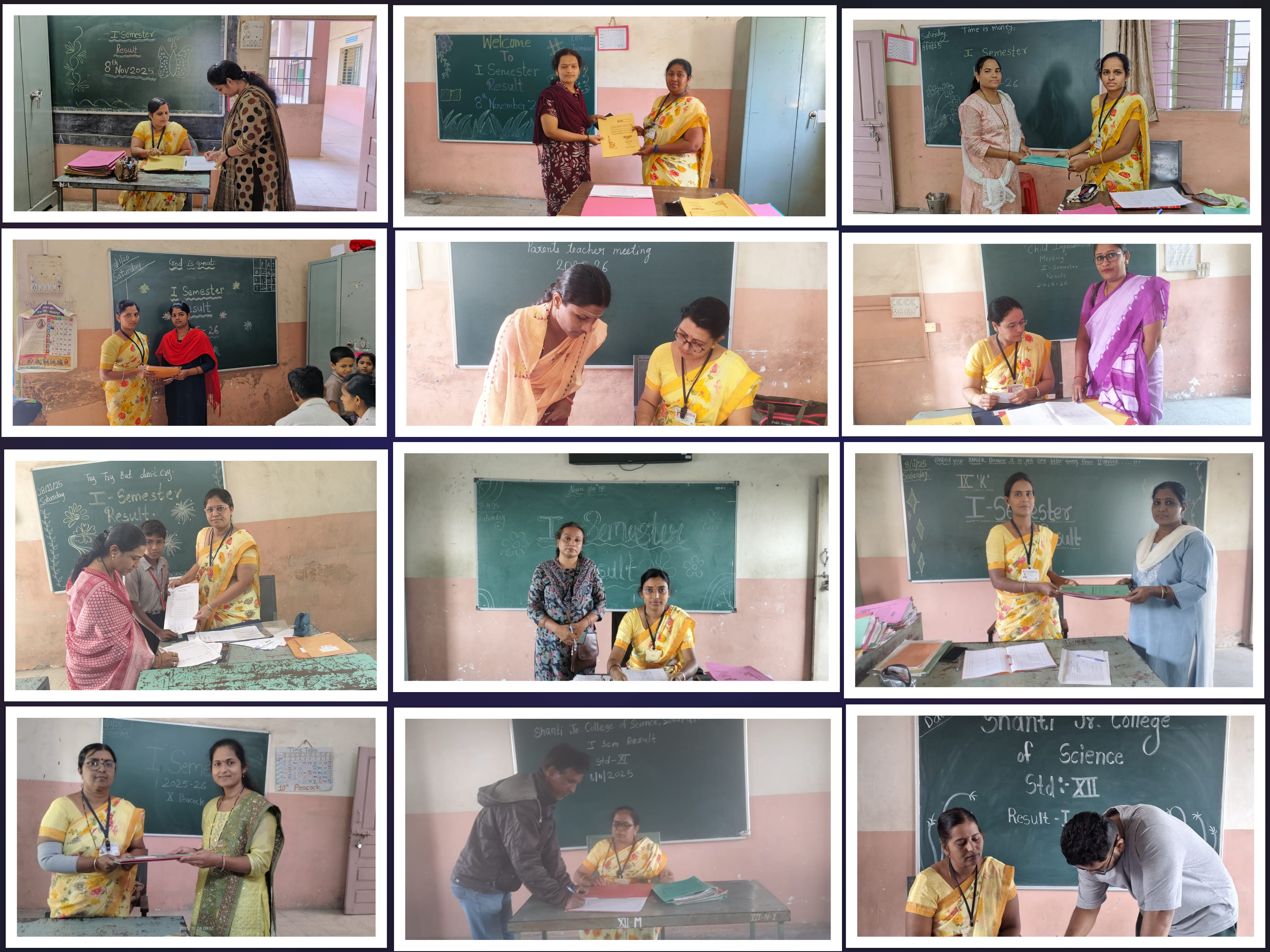 First Semester result from Nursery to XII std. on 08.11.25